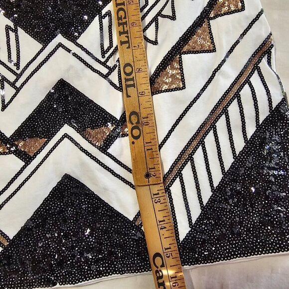 EUC EXPRESS SEQUINED MINI SKIRT GEOMETRIC PATTERN SIZE M - Picture 14 of 14